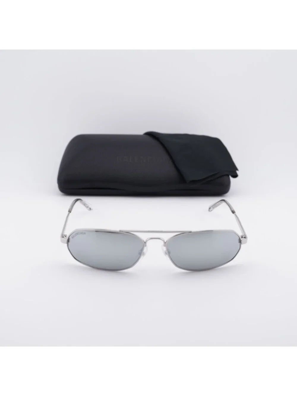 Balenciaga BB0010S 005 Oval Sunglasses - Silver Mirror